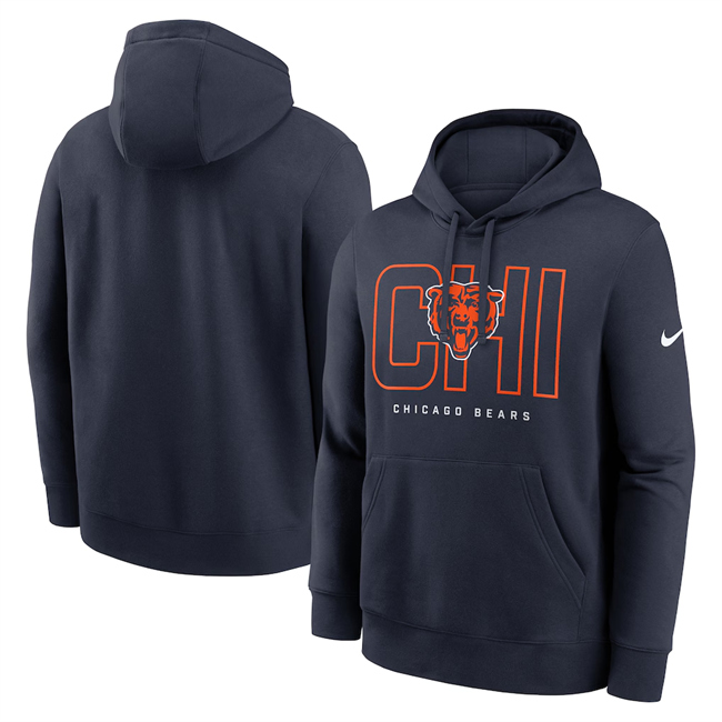 Men's Navy Chicago Bears Busted Play Club Fleece Pullover Hoodie